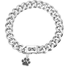 Imagem de LuxLife Coleira de corrente para cães de aço inoxidável coleira de cachorro 19 mm elos cubanos, corrente de metal com fivela de encaixe, etiqueta para cachorros, pequenos, médios e grandes (61 cm)