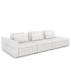 Imagem de Sofá Ilha Living Com Puff 335cm Siesta M22 Bouclê Branco - Mpozenato
