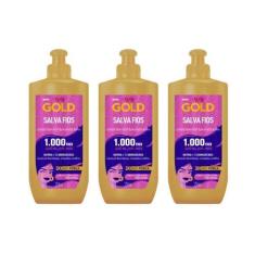Imagem de Creme Pentear Niely Gold Salva Fios 250ml - Kit Com 3Un