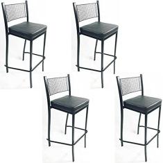 Imagem de Kit 4 Banquetas EMPILHÁVEL Preta altura 65cm assento preto - Poltronas do Sul