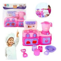 Imagem de Mini Cozinha Infantil Fogão Liquidificador Acessórios Rosa - Compre Já