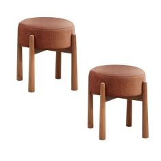 Imagem de Conjunto - 2 Puffs Banqueta Lotus Luxo Castellar Móbile Linho Terracota