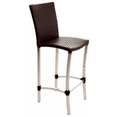 Imagem de Banqueta Cannes Em Alumínio Alta Fibra Sintética Trama Tabaco