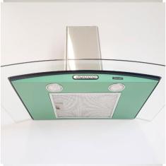 Imagem de Coifa De Parede Terim Vidro Curvo Verde Chá/ Inox 90 Cm