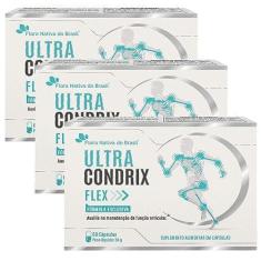 Imagem de KIT 3X Ultra Condrix Flex (Colágeno tipo 2, Curcumina, MSM, Ácido Hialurônico e Vitaminas) 60 cápsulas - Flora Nativa