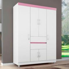 Imagem de Guarda Roupa 6p Dresden Branco/rosa/branco