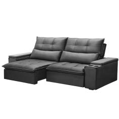 Imagem de Sofá Retrátil Reclinável 3 Lugares 230cm Moritz F05 Veludo Grafite - Mpozenato