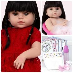 Imagem de Boneca Reborn Laura Recem Nascida Morena Princesa Fofinha - Cegonha Re