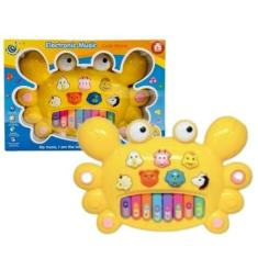 Imagem de PIANINHO musical infantil CARANGUEJO com luz e som animais piano didatico criança educativo interativo brinquedo ESTIMULA APRENDIZADO SENTIDOS 15 TECLAS 28cm (AMARELO)