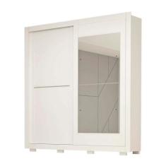 Imagem de Guarda Roupa Solteiro com Espelho 2 Portas Deslizantes 3 Gavetas 100% Mdf Nicole Plus Branco - Acp Móveis