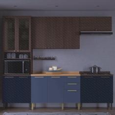 Imagem de Balcão Gabinete Sálvia 120cm Com Tampo 2 Portas 3 Gavetas