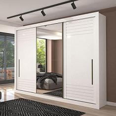 Imagem de Guarda Roupa Casal em Mdf 3 Portas de Correr com Espelho Vitória Panan Móveis Branco