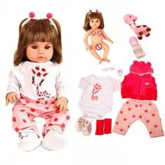 Imagem de Bebê Reborn Boneca Girafa De Silicone Menina Pode Dar Banho - Cegonha