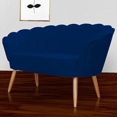 Imagem de Namoradeira Estofada Decorativa Para Recepção Pétala Suede Azul Marinho - LM DECOR