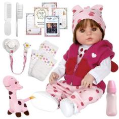 Imagem de Bebe Reborn Pode Banho Girafinha Fio A Fio Bolsa Acessórios - Cegonha