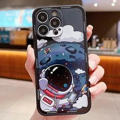 Imagem de Capa de telefone astronauta espaço para iphone 13 12 11 14 pro max xs x xr 8 7 plus se 2 2020 15 capa amortecedora de silicone, preta, para iphone xs max