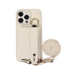 Imagem de Capa de telefone com cordão crossbody para iPhone 15 14 Plus 13 12 11 Pro Max porta-cartão capa de couro carteira com alça de ombro, branca, para iPhone 12 Pro Max