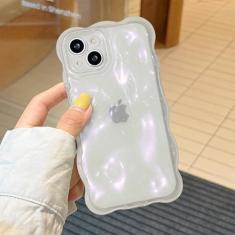 Imagem de XIZYO Capa para iPhone 13 de 6,1 polegadas linda estampa de onda estética capa de telefone 3D encaracolado forma ondulada chapeamento glitter bling para mulheres meninas macio bumper silicone à prova