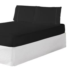 Imagem de Jogo De Lençol Casal King 3 Peças Laura 100% Poliéster 200 Fios Cor:preto