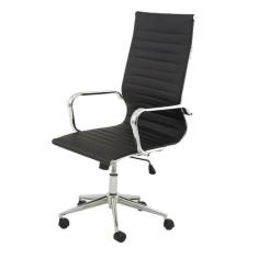Imagem de Cadeira Giratória Alta Office Sevilha Esteirinha Rivati Poliuretano (Pu) Preto Base Rodízio Cromado