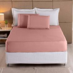 Imagem de Jogo De Lençol Queen 3  Peças 400 Fios Ponto Palito 100% Algodão - Gab