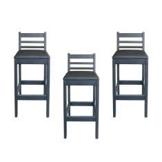 Imagem de Kit 3 Banqueta Fixa Estofada de Madeira Premium