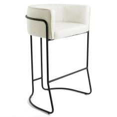 Imagem de Banqueta Decorativa Base Aço  Betina B-309 Veludo Bege - Domi