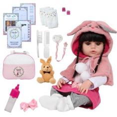 Imagem de Bebê Reborn Boneca Menina Coelinha Com Pelúcia Presente - Cegonha Rebo