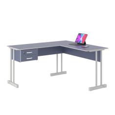 Imagem de Mesa De Escritório Azul Em L Escrivaninha Com 2 Gavetas
