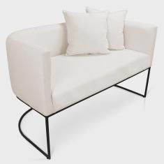 Imagem de Namoradeira Paola 02 Lugares Linho Areia A27 Base Metálica Preto - D'Rossi