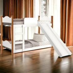 Imagem de Beliche Encanto Branca e Nature com Escorregador Gabrielli