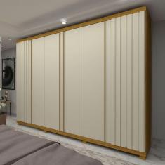 Imagem de Guarda-Roupa Casal Absolut New 6 Portas 4 Gavetas Ripado 100% Mdf Naturalle/Off White - Gelius
