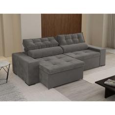 Imagem de Sofá Retrátil E Reclinável Com Molas Bonel Florenza 2,30M Cinza- Casa