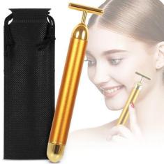 Imagem de Massageador Facial Vibra Elétrico Gold Harmonização Facial - Utimix