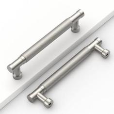 Imagem de Coinkoly Pacote com 10 puxadores de armário serrilhados pretos de 128 mm para cozinha, puxadores pretos foscos para armários puxadores de gavetas, ferragens de cômoda para armário e banheiro