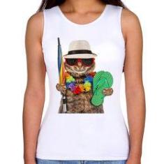 Imagem de Regata Feminina Gato Nas Férias - Foca Na Moda