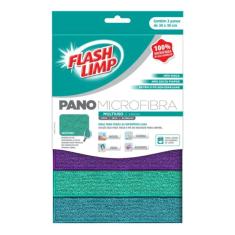 Imagem de Pano de Microfibra para Limpeza Multiuso FlashLimp - Kit com 3 Panos