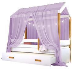 Imagem de Cama Montessori Com Auxiliar Cord o Led E Dossel