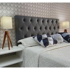 Imagem de Cabeceira King 195 Cama Box Luna Capitone Cinza Corano Painel Rbl