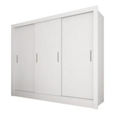 Imagem de Guarda Roupa 3 Portas De Correr Casal Aurora Branco - Móveis Arapongas