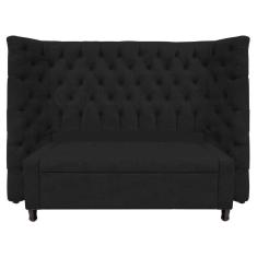 Imagem de Kit Cabeceira e Calçadeira Baú Casal Everest P02 140cm Para Cama Box Corano Preto