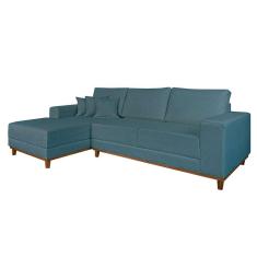 Imagem de Sofá 4 Lugares Mônaco Com Chaise Esquerdo Linho Azul Claro
