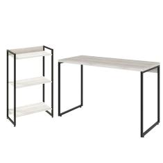 Imagem de Kit Escritório Estante 3 Prateleiras Com Mesa 120Cm Snow