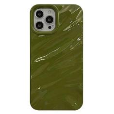 Imagem de Estojo de padrão ondulado artístico retrô de luxo para iPhone 13 11 12 14 Pro Max Plus plissado 3D cor sólida silicone macio tampa traseira do telefone, verde, para iPhone 14 plus