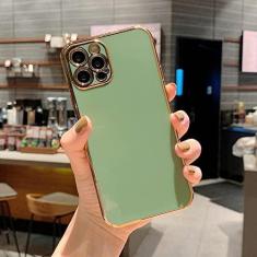 Imagem de Capa de telefone doce galvanizada macia para iPhone 11 12 13 14 15 X XR XS Max Pro Max 7 8 Plus SE2020 mini capa protetora, verde claro, para iPhone 12Pro Max