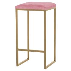 Imagem de Banqueta Billie Base Gold Suede Rosa Gran Belo