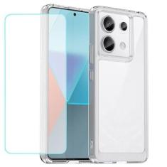 Imagem de Wanyuexes Capa para Redmi Note 13 Pro 5G, Poco X6 5G com protetor de tela de vidro temperado, parte traseira de policarbonato rígido transparente e capa protetora de TPU macio para Xiaomi Redmi Note