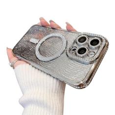 Imagem de Uioeua Capa para iPhone 13 Pro Max, capa de silicone à prova de choque com glitter brilhante brilhante com protetor de câmera e Magsafe para mulheres meninas capa de silicone à prova de choque para