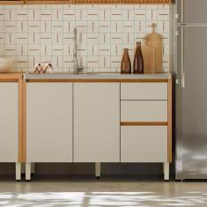 Imagem de Balcão De Cozinha Para Pia 120 Cm Sem Tampo Nature Off White Miranda S