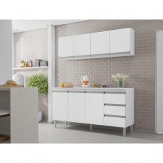 Imagem de Armário Aéreo Branco Suspenso p- Cozinha Andreia 150cm c- 4 Portas - Ajl Móveis